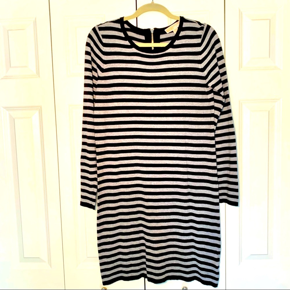 MICHAEL Michael Kors Knit Black Grey Striped Dress